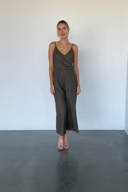 Valencia Jumpsuit | Olive Shimmer