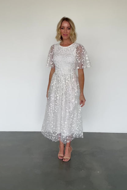 Kendra Embroidered Dress | White