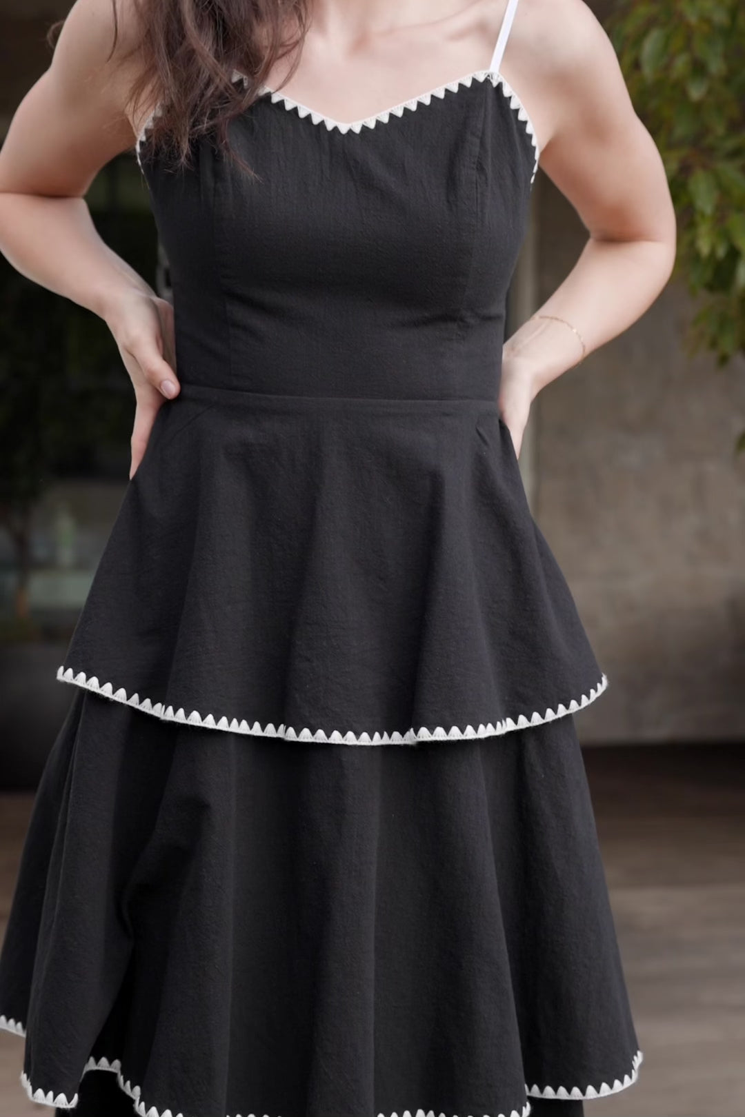 Odette Tiered Dress | Black + White