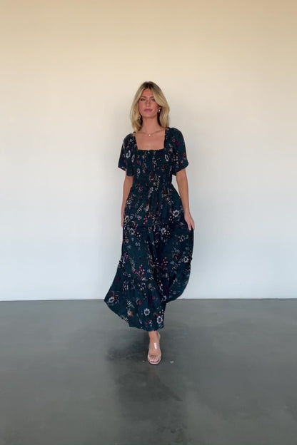 Southampton Smocked Maxi Dress | Jade Blossom