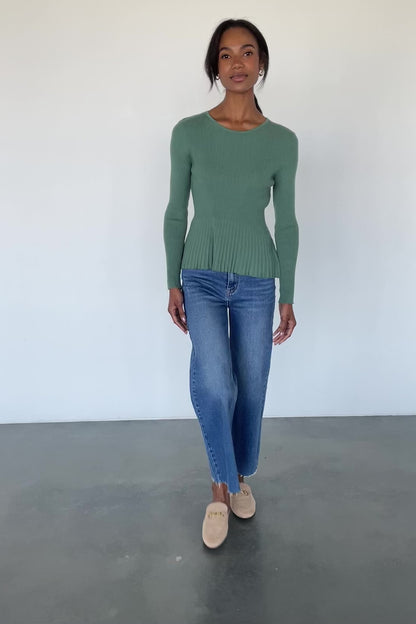 Ainsley Ribbed Top | Winter Green