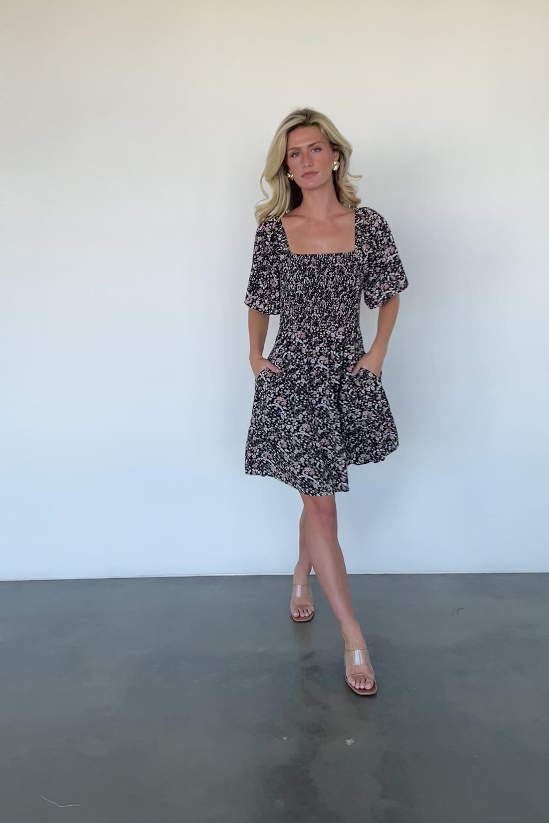 Idera Short Dress — Black Floral