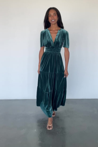 Artemis Velvet Maxi Dress | Deep Lagoon