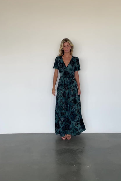 Leslie Velvet Maxi Dress | Jade + Black