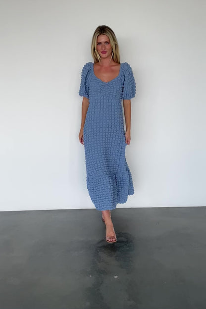 Therese Textured Dress | Denim Blue