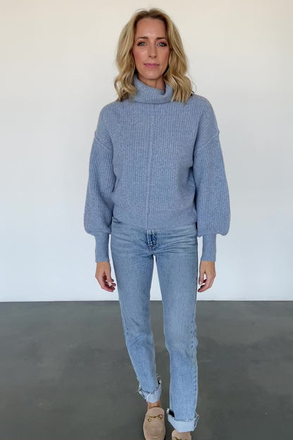 Frannie Knit Turtleneck Sweater | Blue