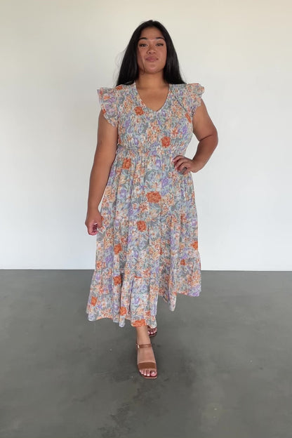 Arla Smocked Maxi Dress | Light Blue Floral