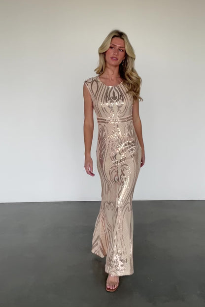 Alessia Sequin Gown | Champagne