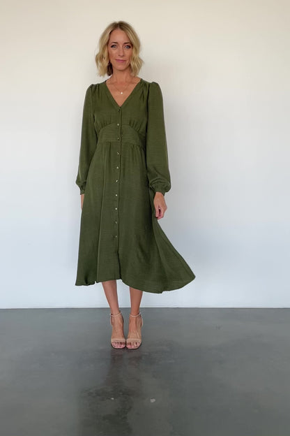 Faith Button Midi Dress | Olive