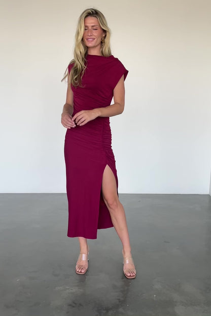 Sasha Ruched Maxi Dress | Berry