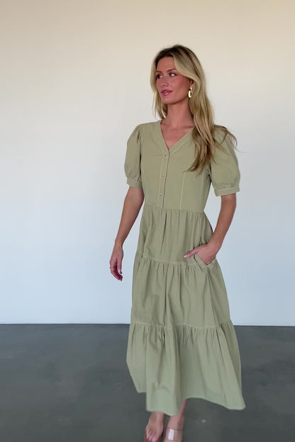 Shelby Button Top Dress | Sage Green