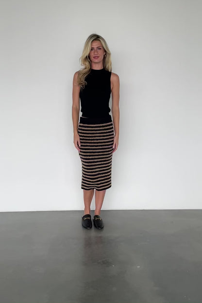 Mitzi Knit Midi Skirt | Black + Camel