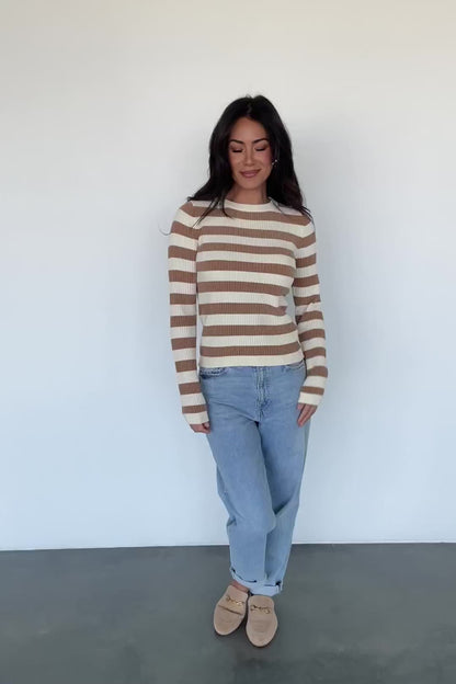 Milwaukee Striped Sweater | Camel + Ivory