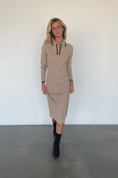 Shantel Polo Dress | Taupe + Black