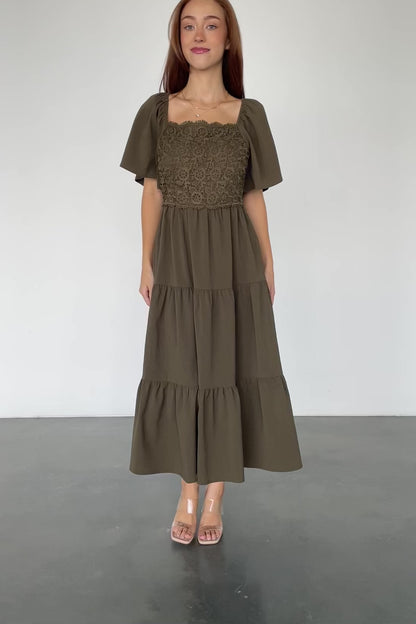 Fauna Lace Top Dress | Olive