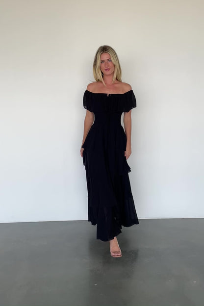 Carina Off Shoulder Maxi Dress | Black