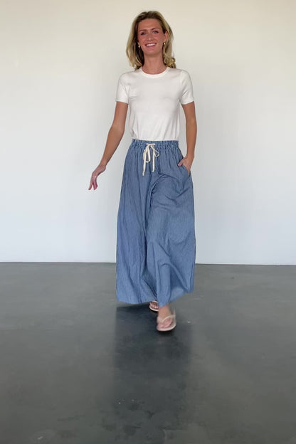 Odelia Striped Pants | Blue + Off White Stripe