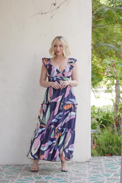 Mercedes Maxi Dress | Tropical Navy Multi