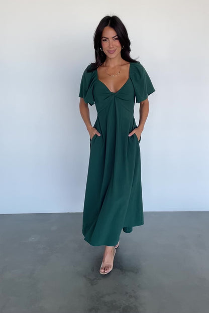 Indie Back Tie Dress | Dark Green