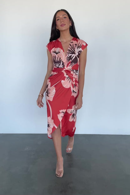 Cascada Twist Midi Dress | Sunset Floral