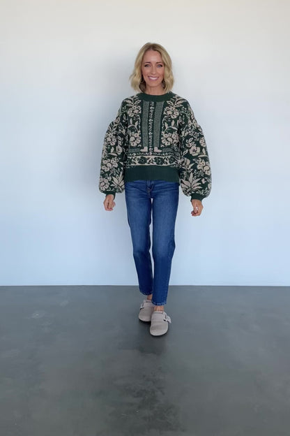 Salzburg Sweater | Dark Green + Taupe