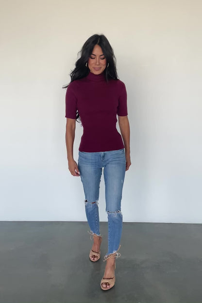 Liel Ribbed Top | Wine