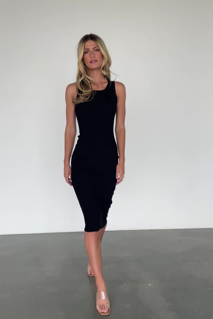 Caitlyn Ribbed Tank Dress | Black