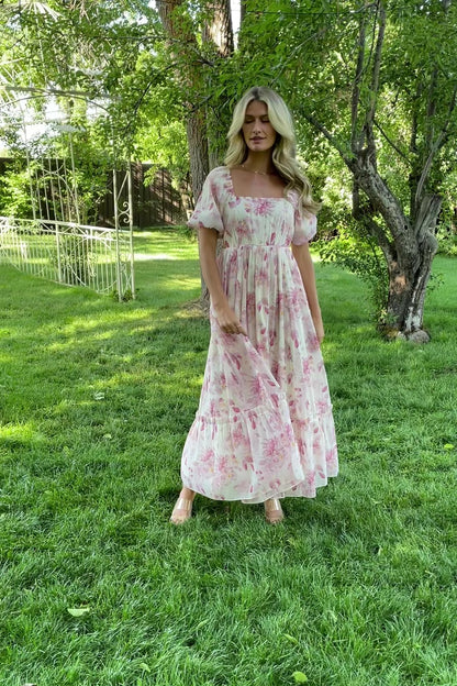 Dalia Maxi Dress | Ivory + Mauve Floral