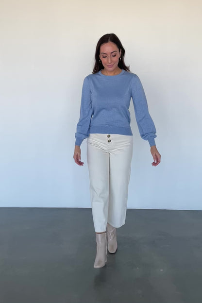 Benson Shimmer Sweater Top | Blue