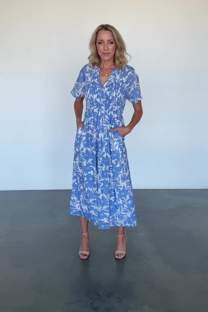 Annise Midi Dress | Blue Floral