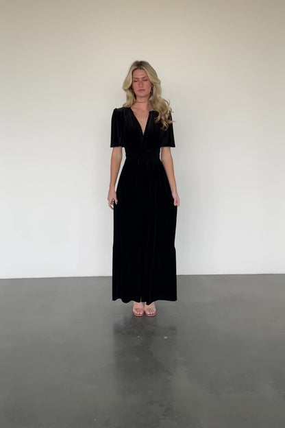 Artemis Velvet Maxi Dress | Black