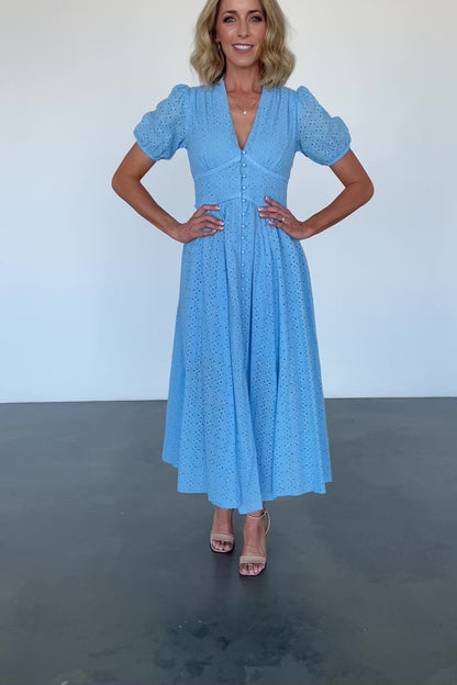 Esther Eyelet Midi Dress | Blue