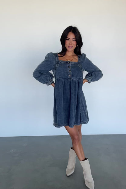 Gretchen Denim Short Dress | Blue