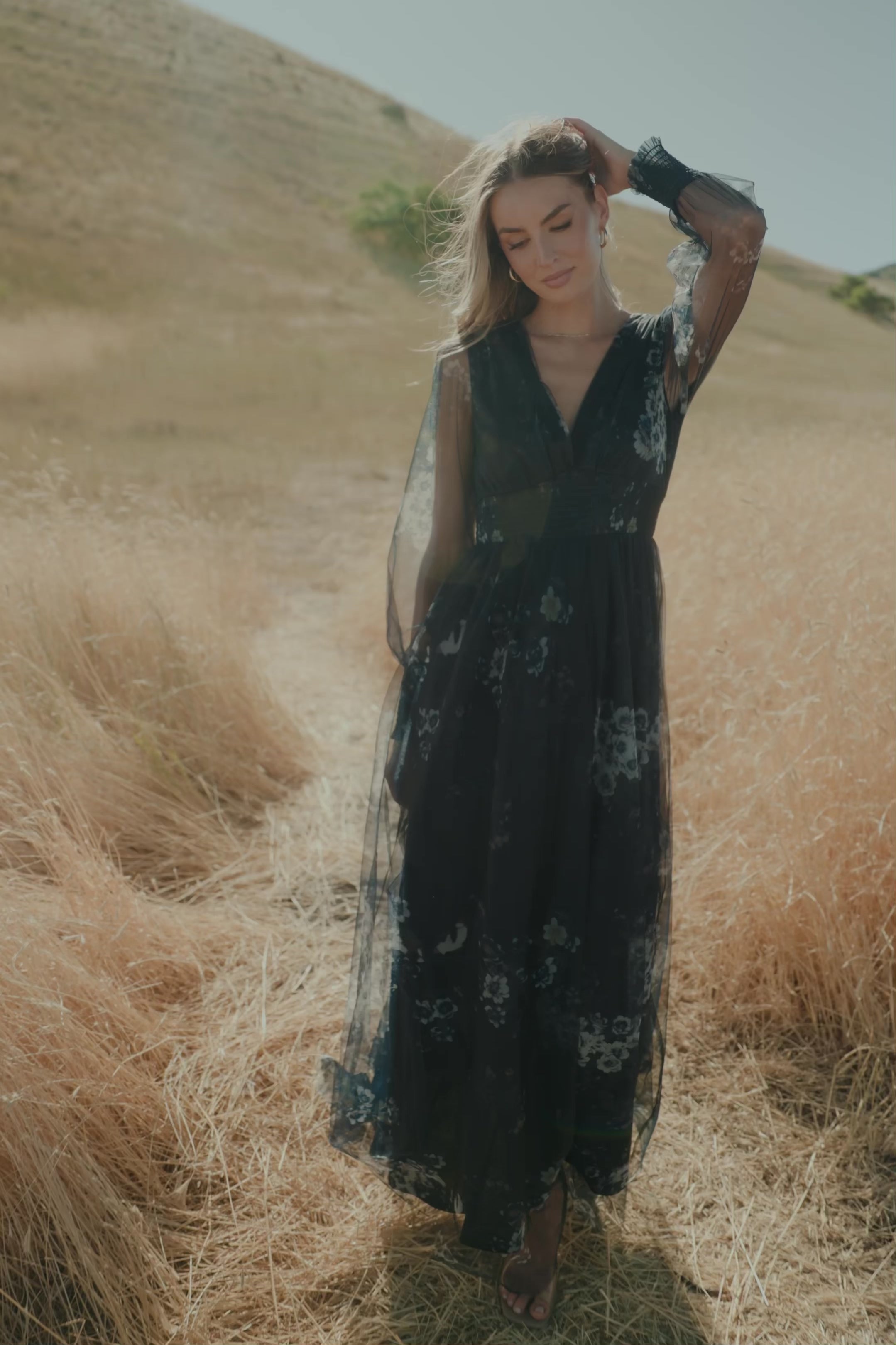 Layla Tulle Maxi Dress | Navy Multi