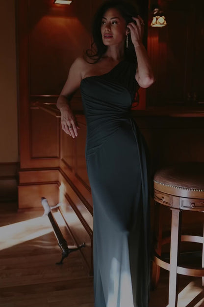 Adrianna One Shoulder Gown | Deep Topaz
