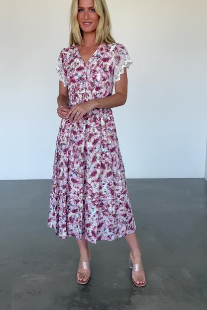 Aliyah Midi Dress | Berry Floral