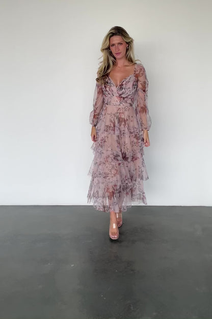 Tessa Tiered Maxi Dress | Pale Blush Floral