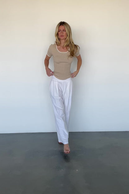 Dena Ribbed Top | Natural + Ivory