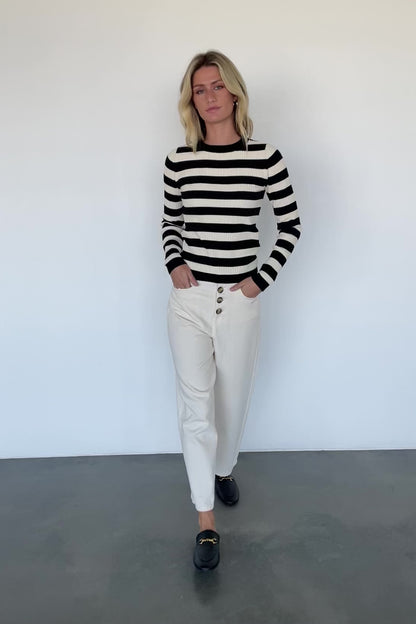 Milwaukee Striped Sweater | Black + Ivory