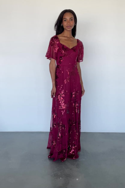 Karina Sequin Maxi Dress | Wine