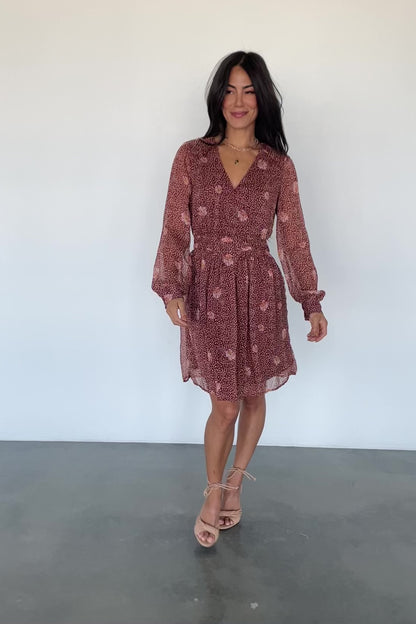 Anne Short Dress | Rust Print