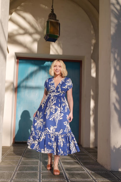 Rosa Midi Dress | Cobalt Print
