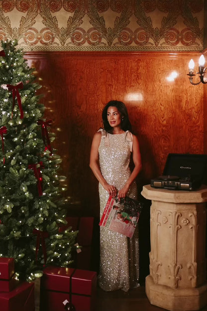 Saya Sequin Maxi Dress | Champagne