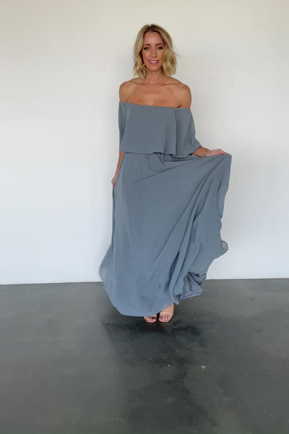 Sonia Off Shoulder Maxi Dress | Dusty Blue