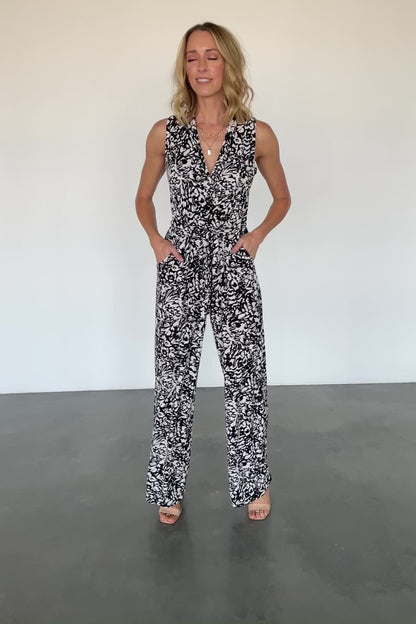 Liesl Jumpsuit | Black + Cream Print