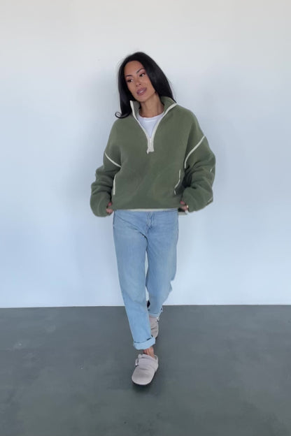 Holly Half Zip Pullover | Dark Sage