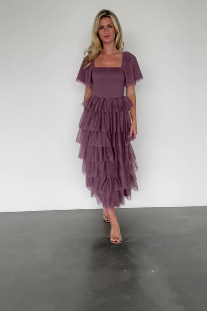 Cherise Tulle Tiered Dress | Dusty Lavender