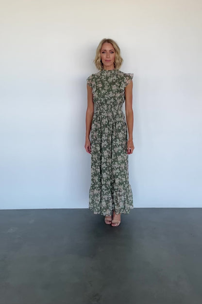 Kearny Ruffle Maxi Dress | Olive Floral