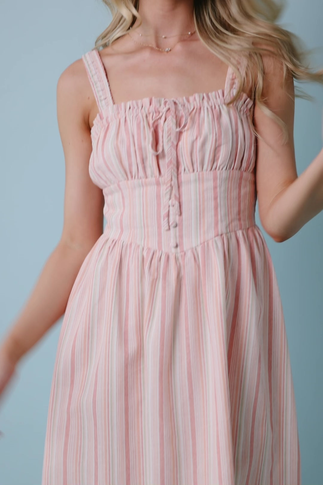 Melina Midi Dress — Peach Stripe Midi
