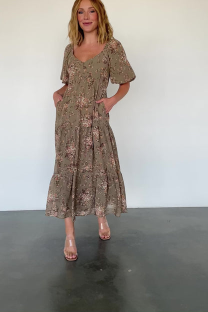 Evelette Dress | Olive Floral